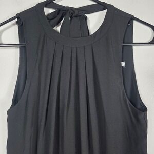 H&M Black Sleeveless Tie Neck Pleated Midi Dress Womens Size 4